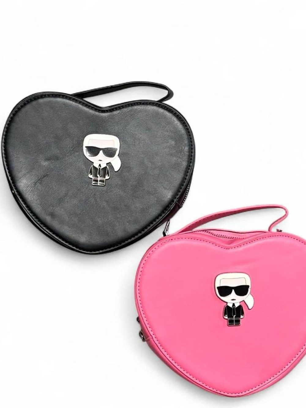 Heart-Shaped Crossbody Bag Set Black & Pink Cute Character Mini Bags
